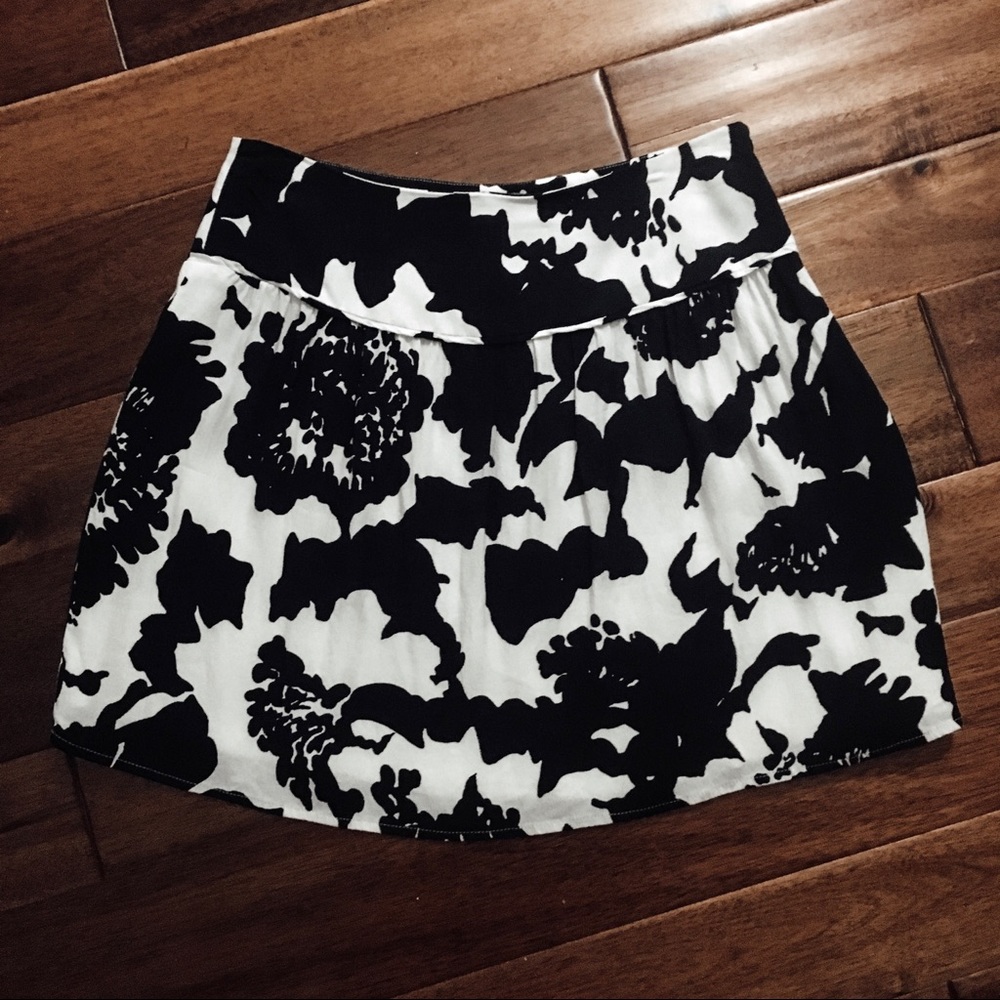 Black and White Floral Skirt